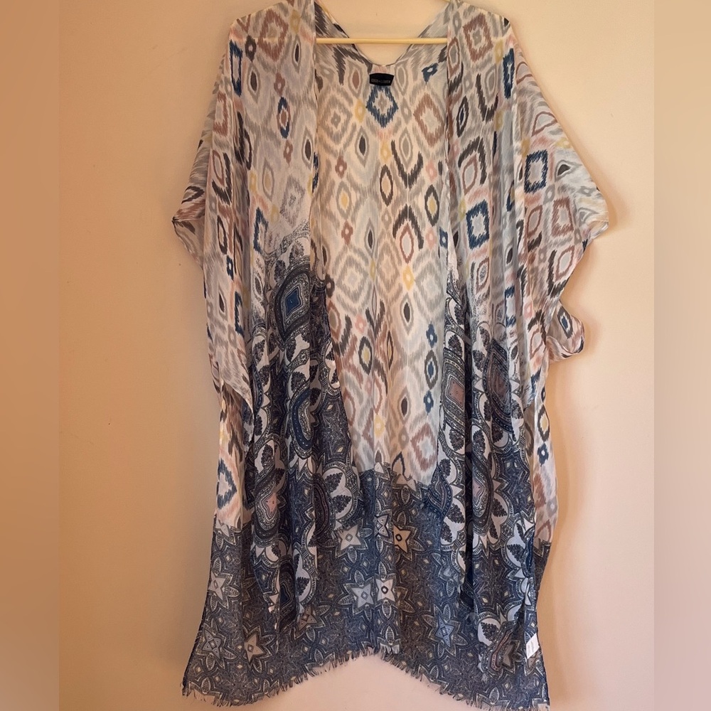 Elegant Blue and Cream Swim Coverup